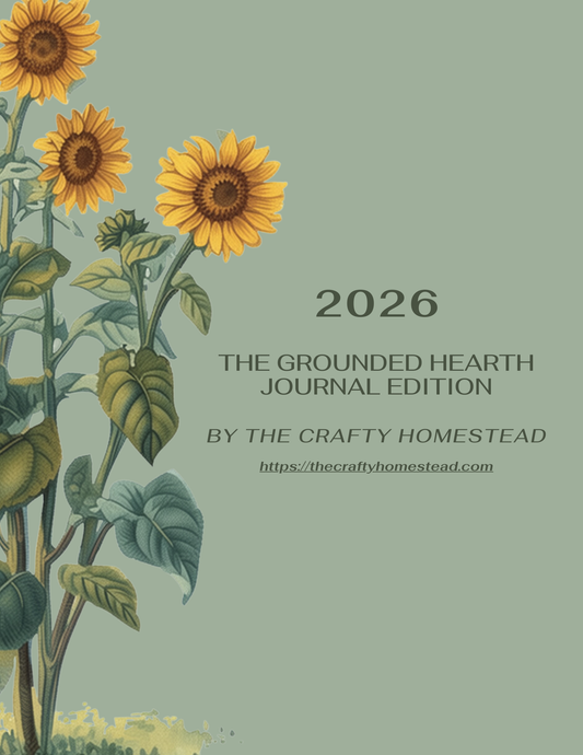 2026 journal cover with sunflower illustration and 'The Crafty Homestead' branding