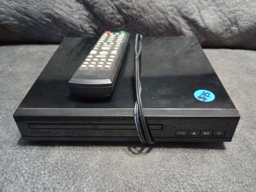 ONN DVD Player front view with remote control