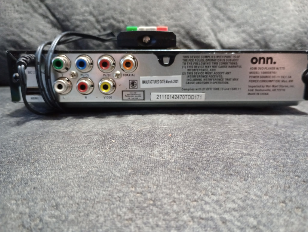Onn DVD Player connections and ports