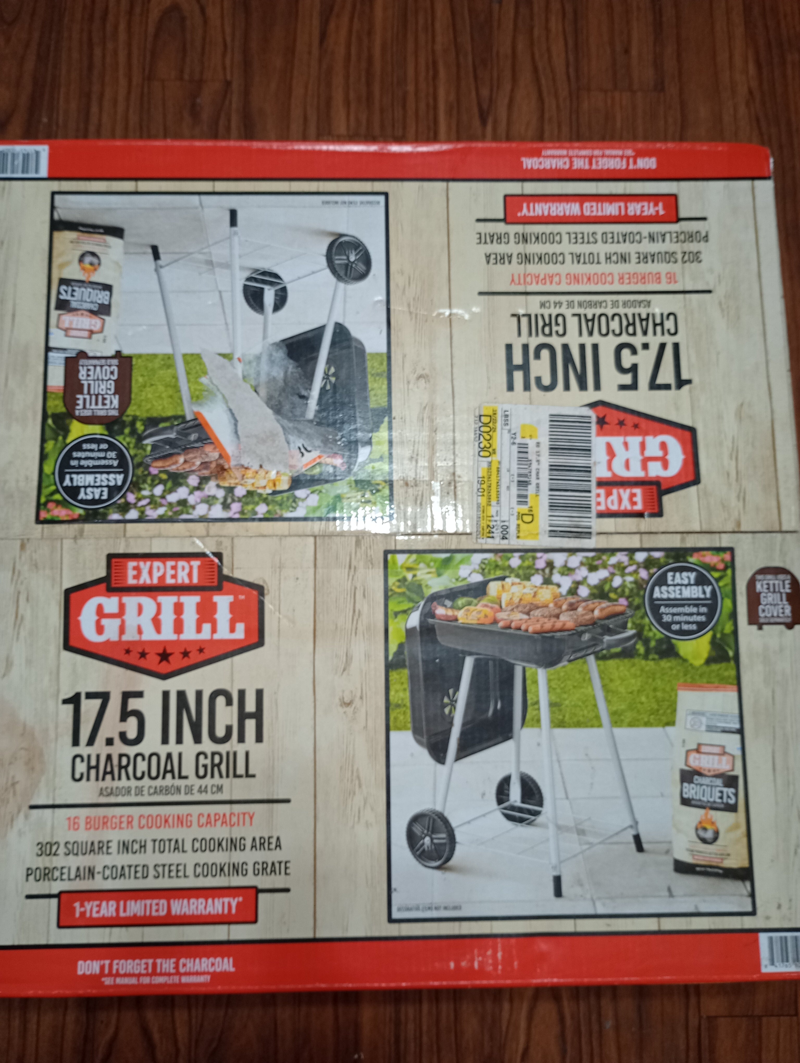 Brand new in box Expert Grill Charcoal Grill, 17.5 Inch Charcoal Grill with Wheels, Black
