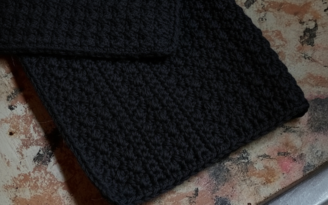 Black Crochet Dishtowel Set Mockup