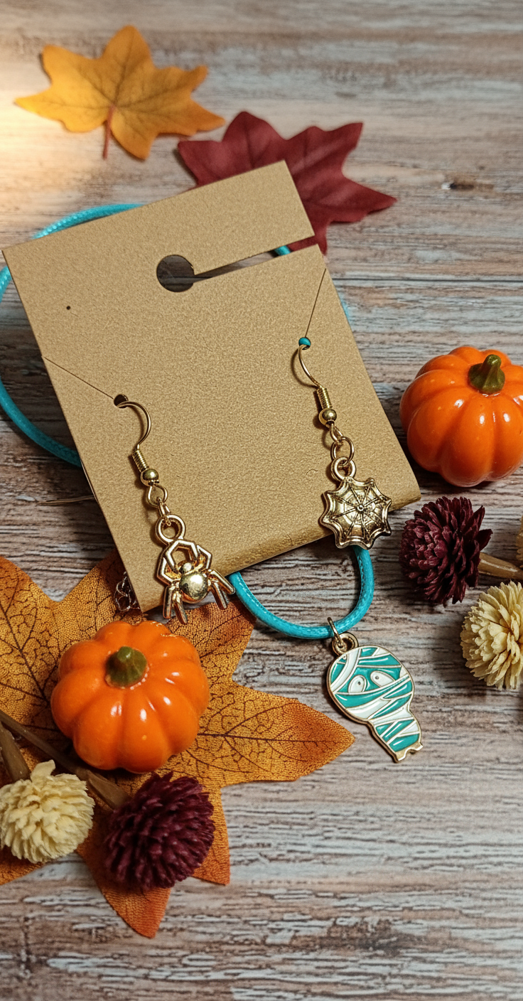 Halloween Charm Jewelry in autumn setting
