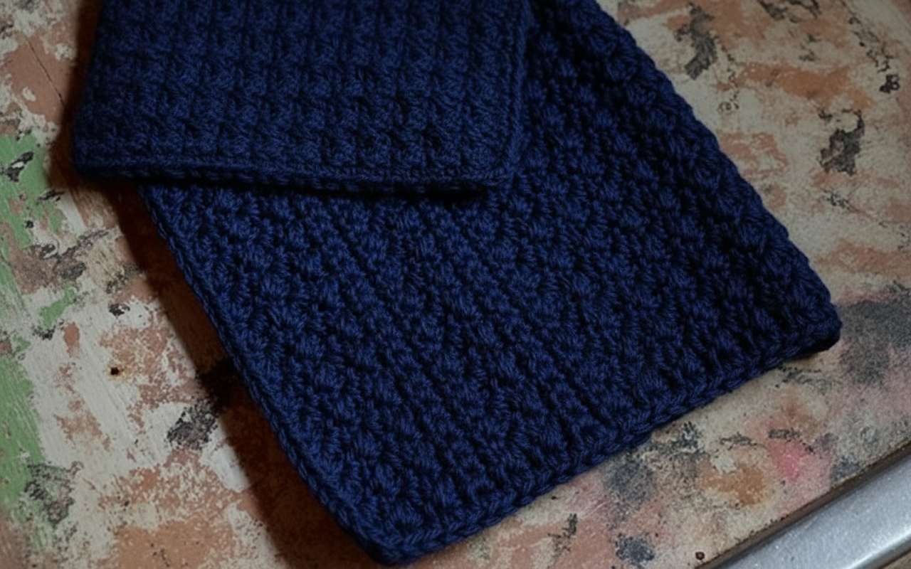 Navy Crochet Dishtowel Set Mockup